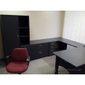 Black Executive C / U Suite Desk with File, Pedestal, Storage